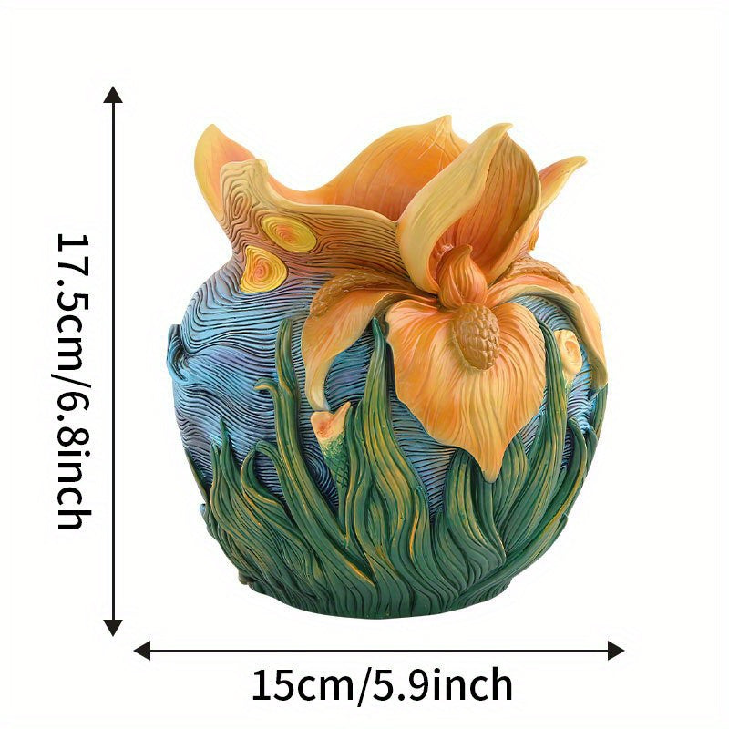 Van Gogh'S Artistic Inspiration, Starry Sky Flower Pots, Home Desktop Gardens, Green Plants, Potted Plants, Decorative Ornaments