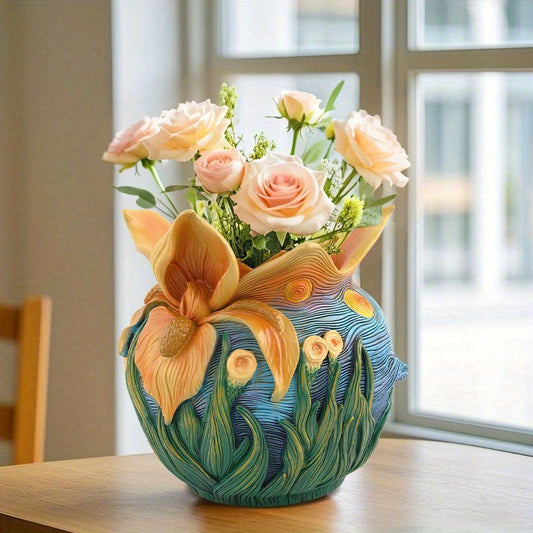 Van Gogh'S Artistic Inspiration, Starry Sky Flower Pots, Home Desktop Gardens, Green Plants, Potted Plants, Decorative Ornaments