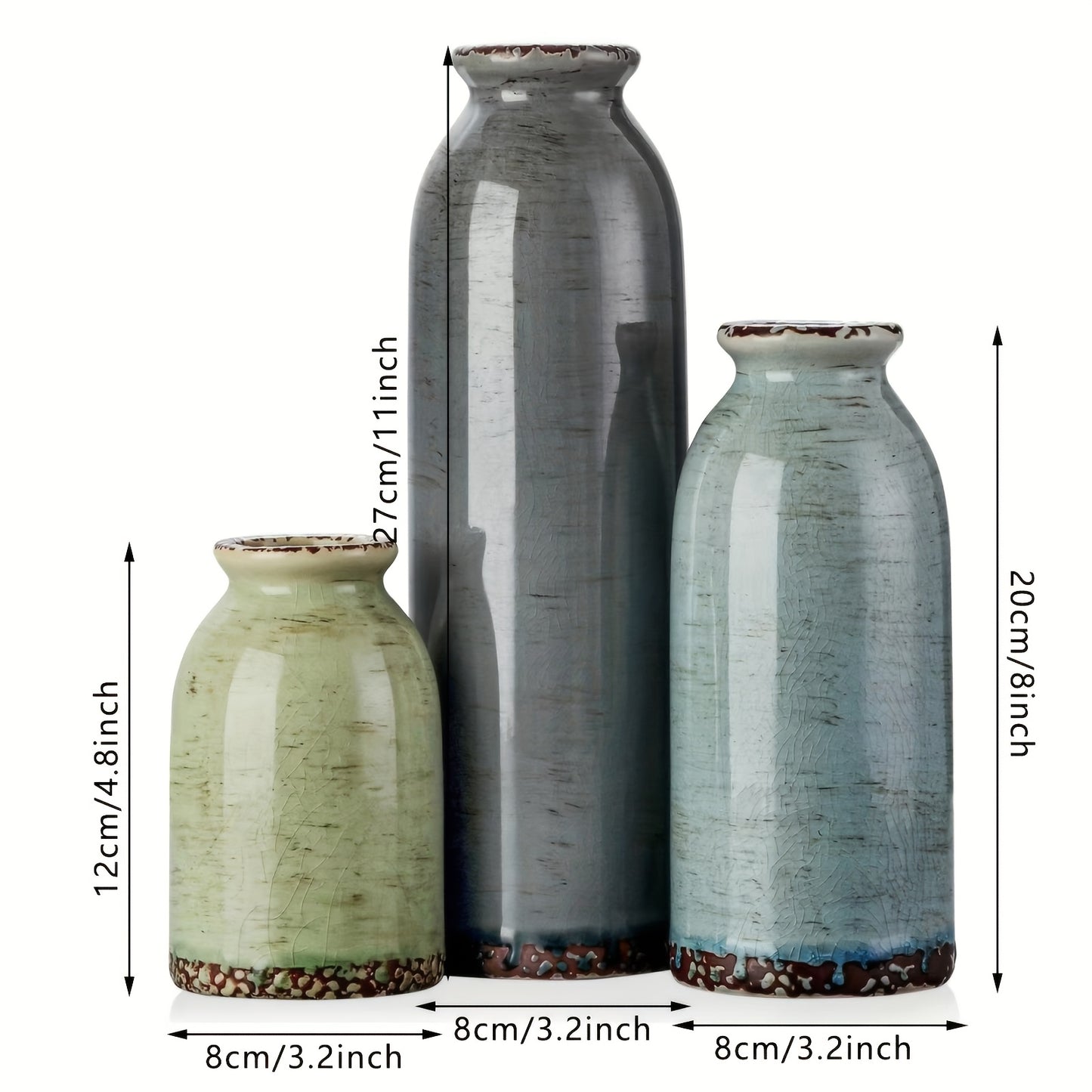 3 Morandi Ceramic Vases | Bohemian Style, Suitable for Banquets, Festivals, Weddings, Restaurants, Table Decorations, Aesthetic Rooms, Four Seasons, Holiday Gifts
