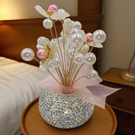 1\u002F2\u002F3pcs Handmade DIY Realistic Crystal Flowers for car dashboard, home & Office Decor - Mini Crystal Bouquet Centerpiece, Hand-Made Look Gift Suitable for Valentine's Day, Auto Interior Decoration