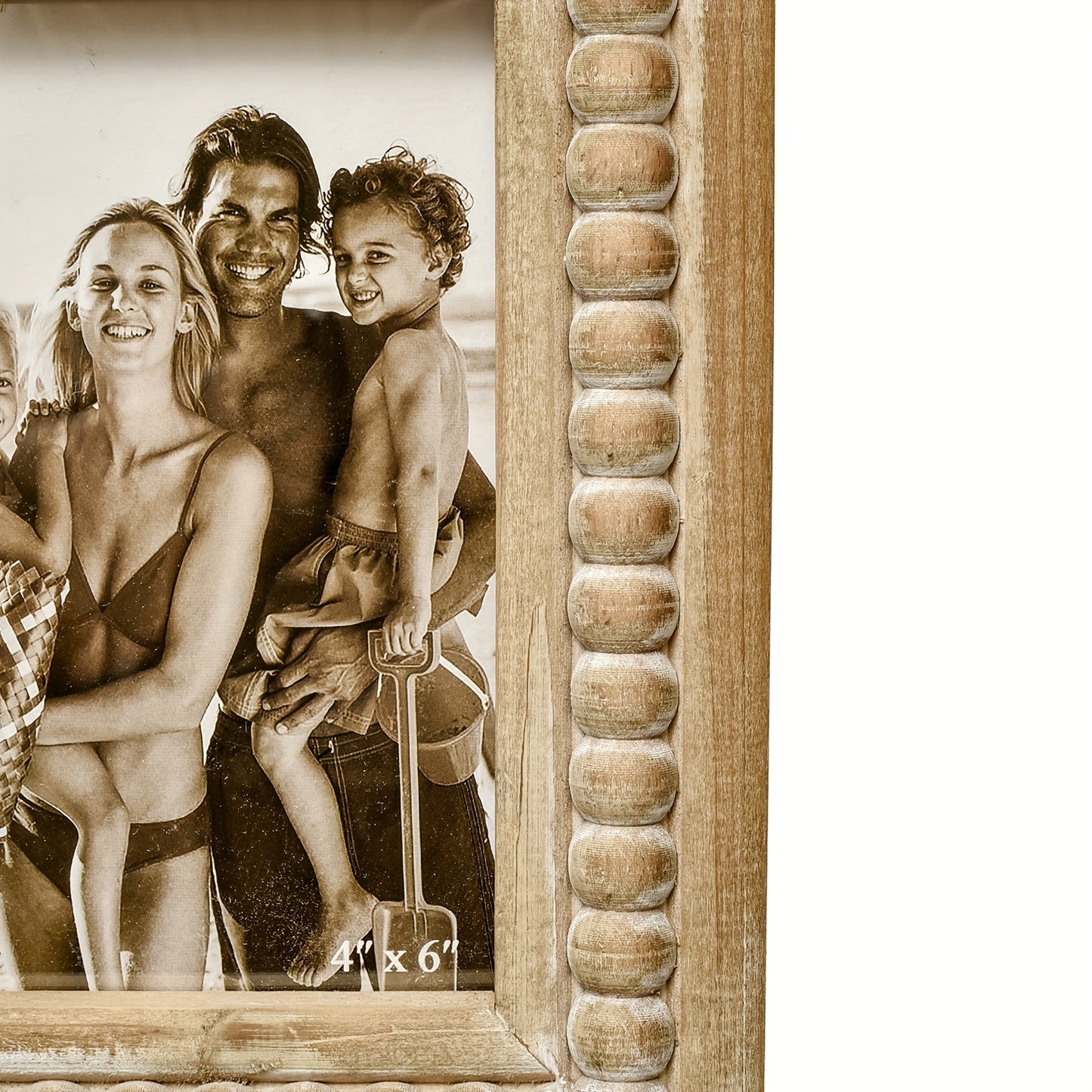 Rustic Distressed 3-Photo Folding Collage Picture Frame with Wood Beads - 3-Panel Tabletop\u002FWall-Mountable Picture Frame Suitable for 4x6 Photos, Farmhouse Decor Gift for Family & Friends