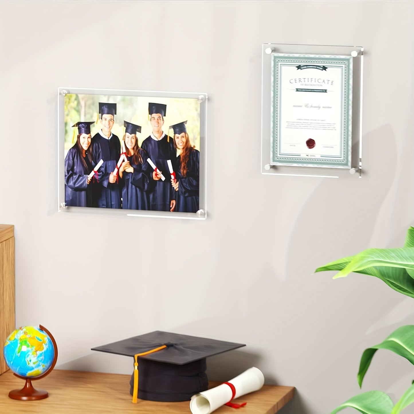 4pcs 8x10 Shatterproof Acrylic Photo Frames - Modern Frameless Floating Wall Display, UV-Resistant Lucite Cubes, Anti-Scratch Coating, Perfect for Home, Office, Gallery, Cafe Decor, Youngsters' Nursery Wall Art & School Projects