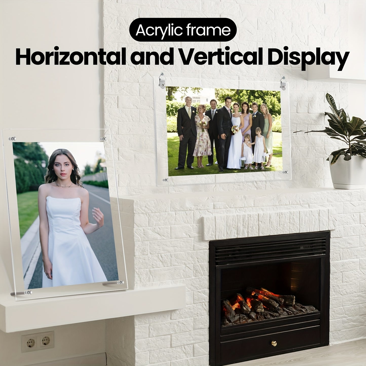 8pcs Acrylic Photo Frame Clear Floating Picture Frame Brackets 8.5 x 11 Inch Document Certificate A4 Poster Frame Tabletop or Hanging Wall Mount Display for Graduation Mother Father's Day Gift