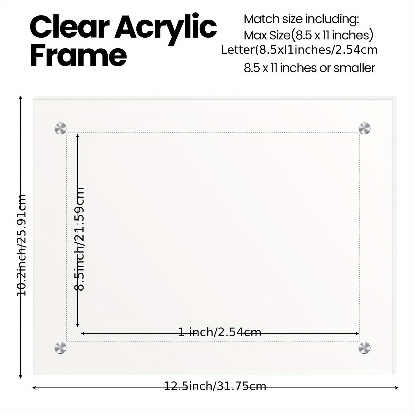8pcs Acrylic Photo Frame Clear Floating Picture Frame Brackets 8.5 x 11 Inch Document Certificate A4 Poster Frame Tabletop or Hanging Wall Mount Display for Graduation Mother Father's Day Gift