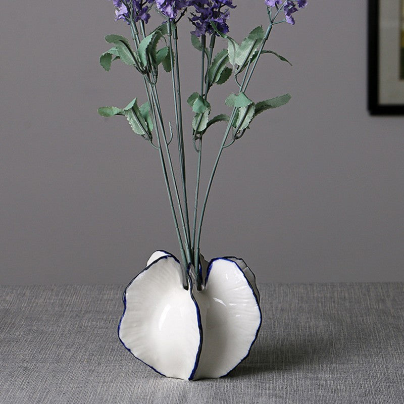 Modern Simple White Ceramic Vase Unique Creative Starfruit Vase Desktop Centerpiece for Home\u002FKitchen\u002FOffice Decor