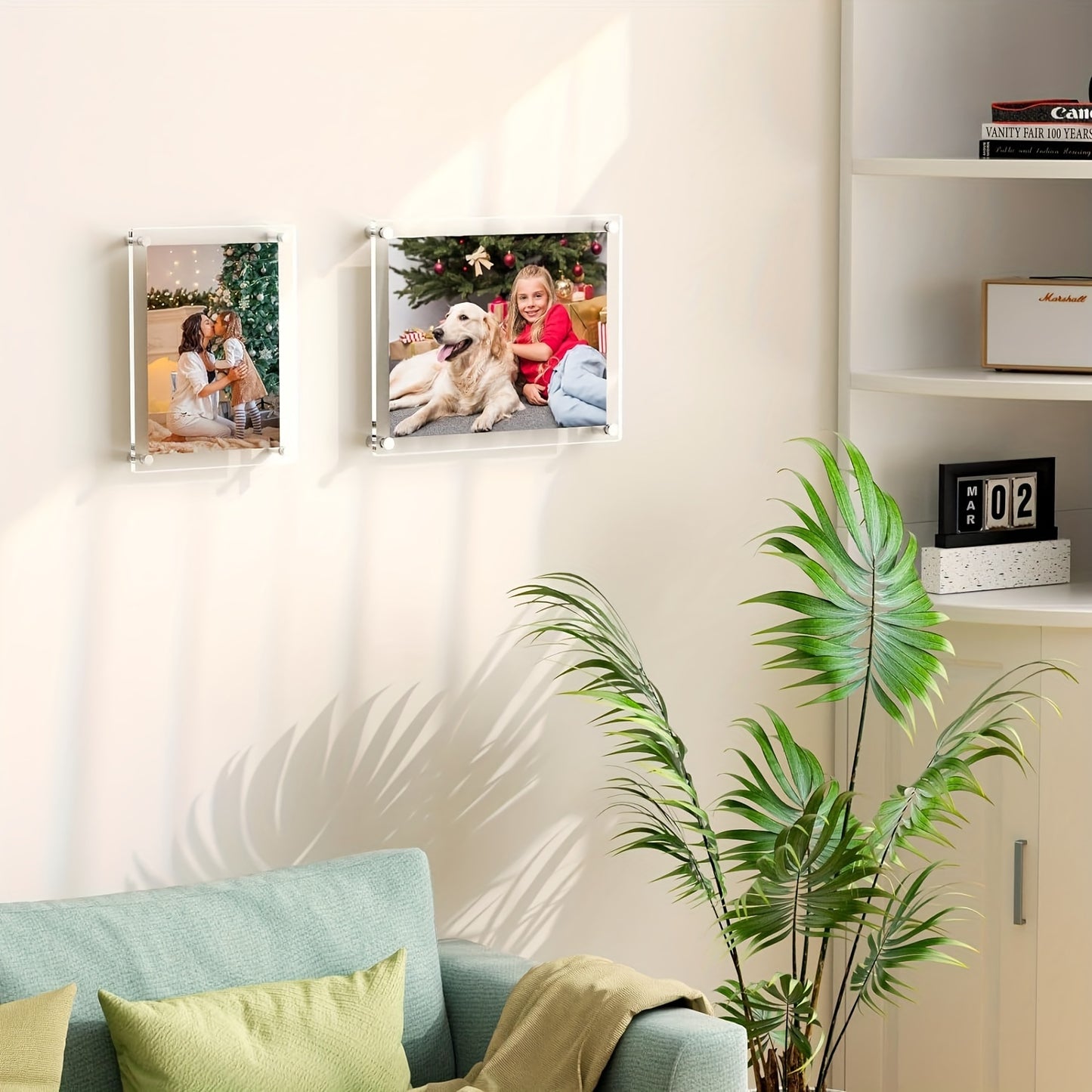 4pcs 8x10 Shatterproof Acrylic Photo Frames - Modern Frameless Floating Wall Display, UV-Resistant Lucite Cubes, Anti-Scratch Coating, Perfect for Home, Office, Gallery, Cafe Decor, Youngsters' Nursery Wall Art & School Projects