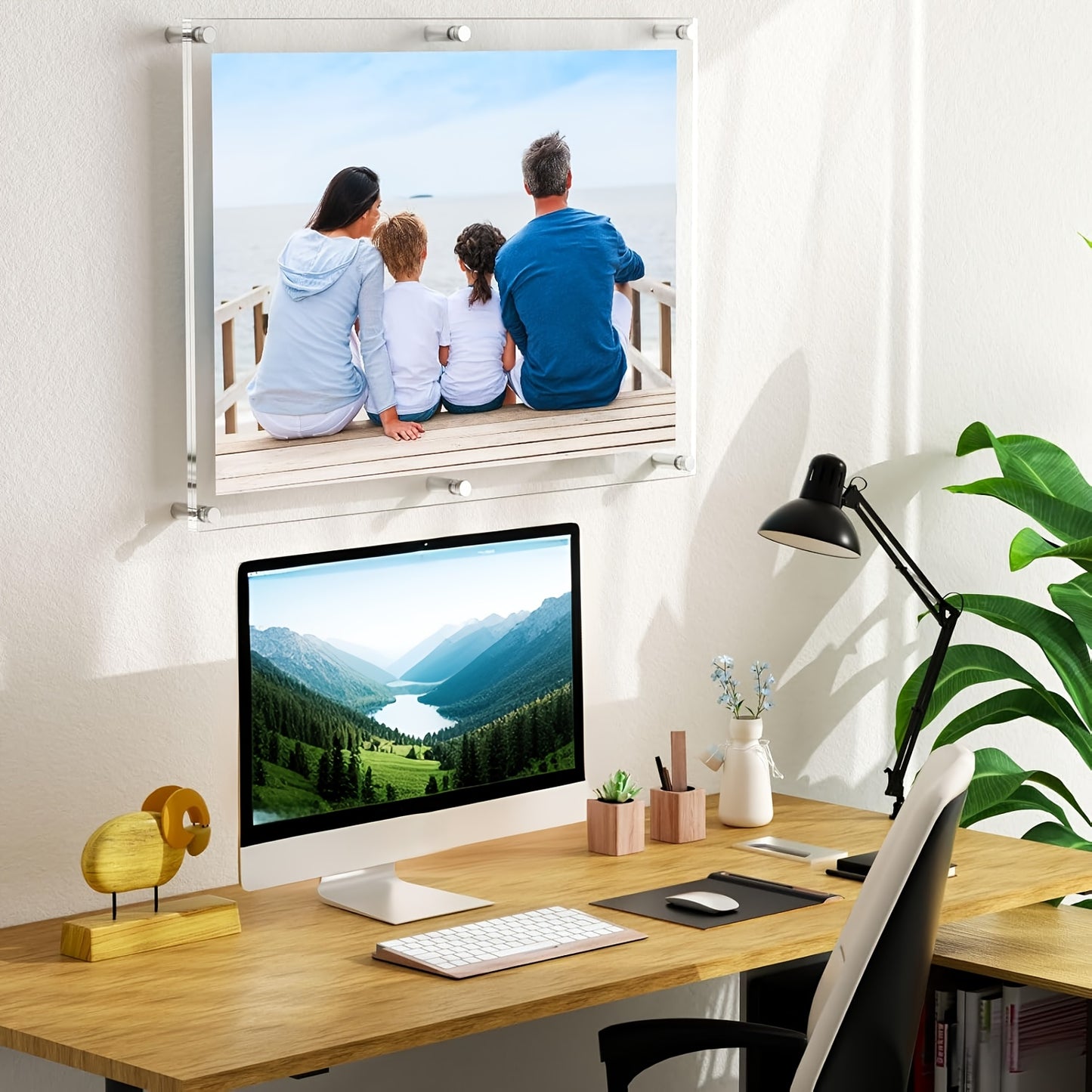 4pcs 8x10 Shatterproof Acrylic Photo Frames - Modern Frameless Floating Wall Display, UV-Resistant Lucite Cubes, Anti-Scratch Coating, Perfect for Home, Office, Gallery, Cafe Decor, Youngsters' Nursery Wall Art & School Projects