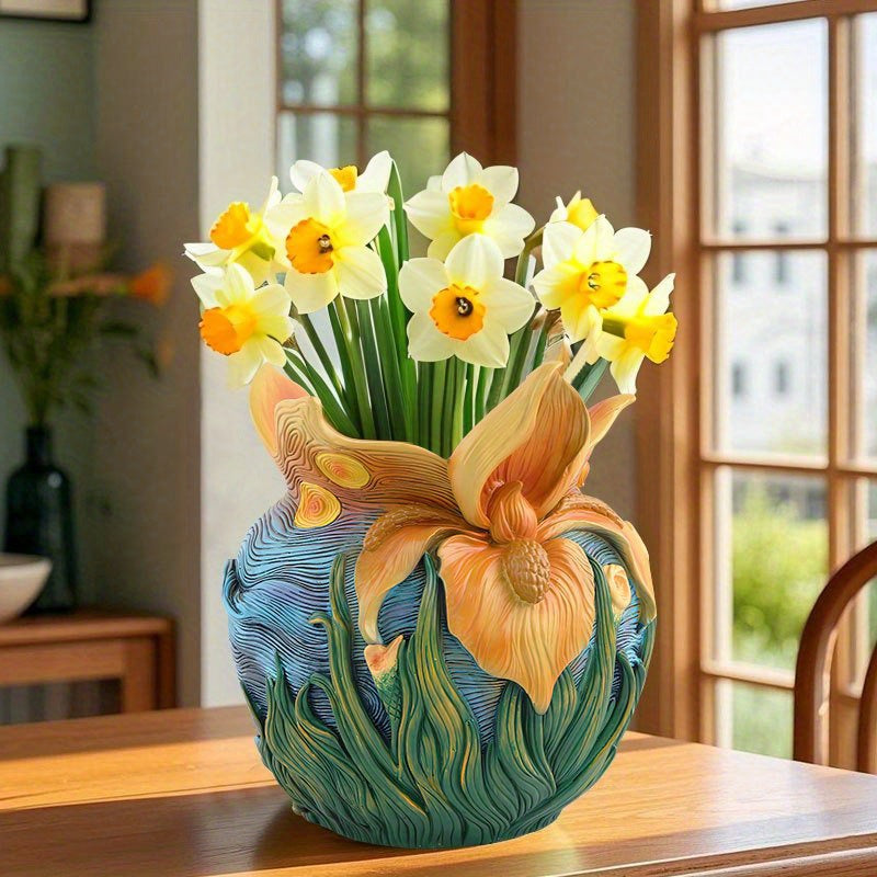 Van Gogh'S Artistic Inspiration, Starry Sky Flower Pots, Home Desktop Gardens, Green Plants, Potted Plants, Decorative Ornaments