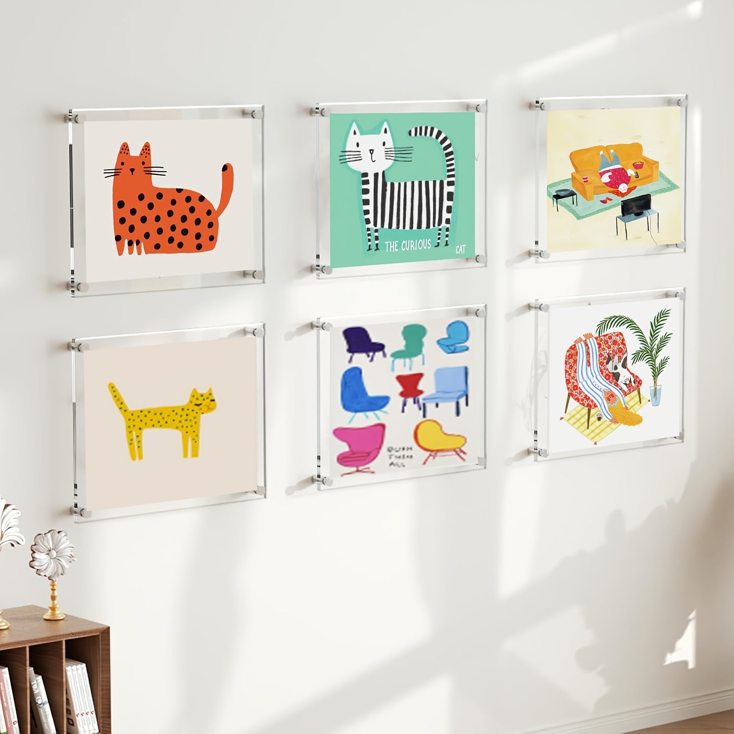 4pcs 8x10 Shatterproof Acrylic Photo Frames - Modern Frameless Floating Wall Display, UV-Resistant Lucite Cubes, Anti-Scratch Coating, Perfect for Home, Office, Gallery, Cafe Decor, Youngsters' Nursery Wall Art & School Projects