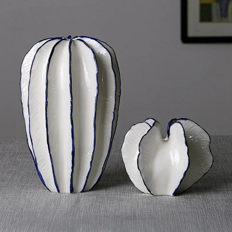Modern Simple White Ceramic Vase Unique Creative Starfruit Vase Desktop Centerpiece for Home\u002FKitchen\u002FOffice Decor