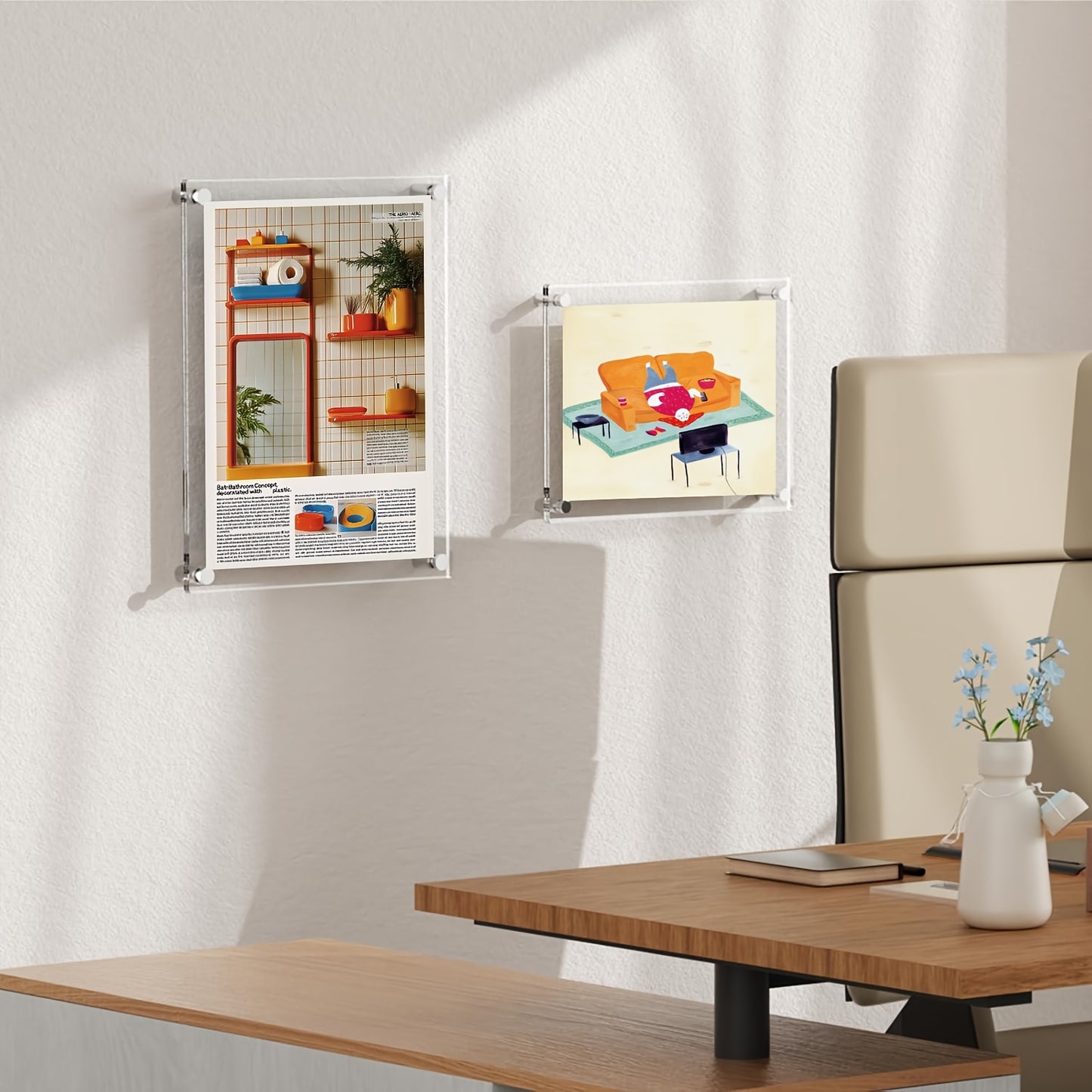 4pcs 8x10 Shatterproof Acrylic Photo Frames - Modern Frameless Floating Wall Display, UV-Resistant Lucite Cubes, Anti-Scratch Coating, Perfect for Home, Office, Gallery, Cafe Decor, Youngsters' Nursery Wall Art & School Projects