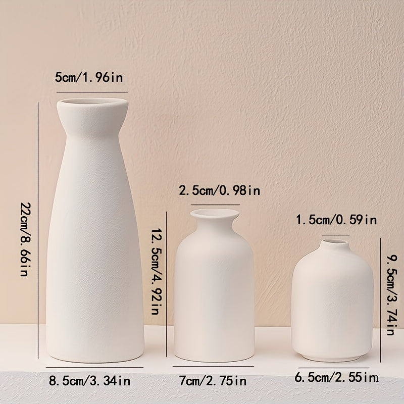 3pcs Bohemian Ceramic Vase Set - Matte, Geometric And Floral Design for Elegant Home Decor |Perfect for Living Rooms, Entryways, Bookshelves, TV Cabinet Displays, Vases Home Decor, Local Warehouse, Holiday Gifts, Christmas Gifts, Halloween Gifts