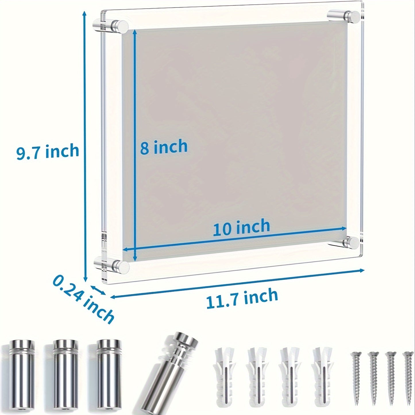 4pcs 8x10 Shatterproof Acrylic Photo Frames - Modern Frameless Floating Wall Display, UV-Resistant Lucite Cubes, Anti-Scratch Coating, Perfect for Home, Office, Gallery, Cafe Decor, Youngsters' Nursery Wall Art & School Projects